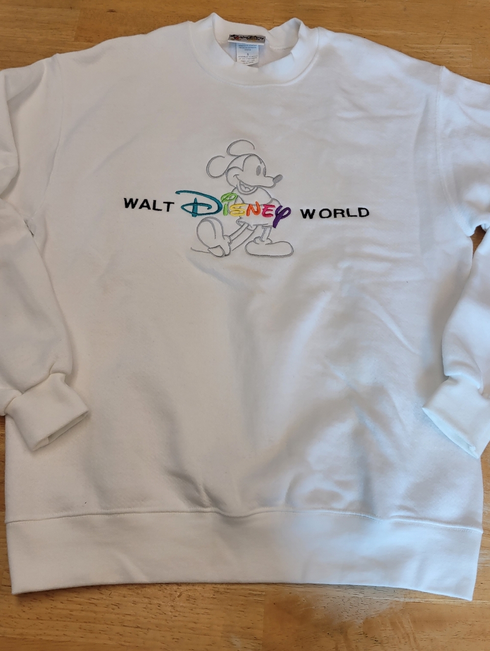 Disney Sweatshirt Vintage 90s Mickey Crewneck Rainbow Embroidered Women's Small